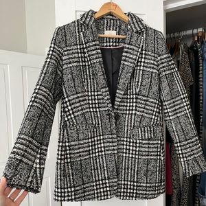Loft Tweed Plaid Modern Cut Blazer Size 2